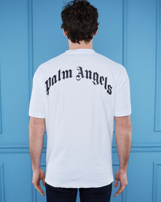 Palm Angels Bisiklet Yaka Beyaz T-Shirt