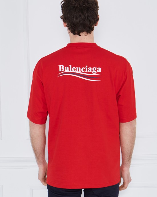 Balenciaga Bisiklet Yaka Kırmızı T-Shirt