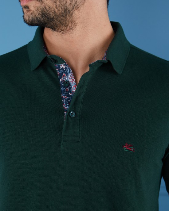 Etro Polo Collar Green T-Shirt